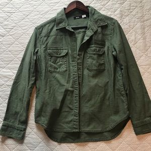 Dark green army flannel